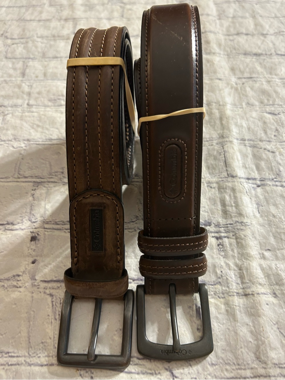 COLUMBIA SPORTSWEAR LEATHER CHUNKY BELTS BROWN MENS 34&36